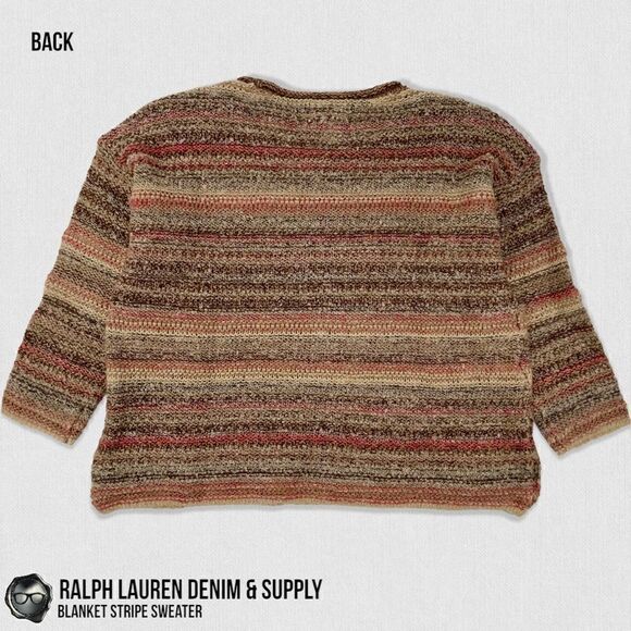 RALPH LAUREN DENIM & SUPPLY BLANKET STRIPE WOOL BLEND SWEATER WOMEN SIZE MEDIUM - Picture 8 of 15